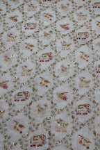 276-Dyable Pure Natural Crepe With Beads and Sequins Embroidery Work 44 Inch Width Allover