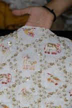 276-Dyable Pure Natural Crepe With Beads and Sequins Embroidery Work 44 Inch Width Allover