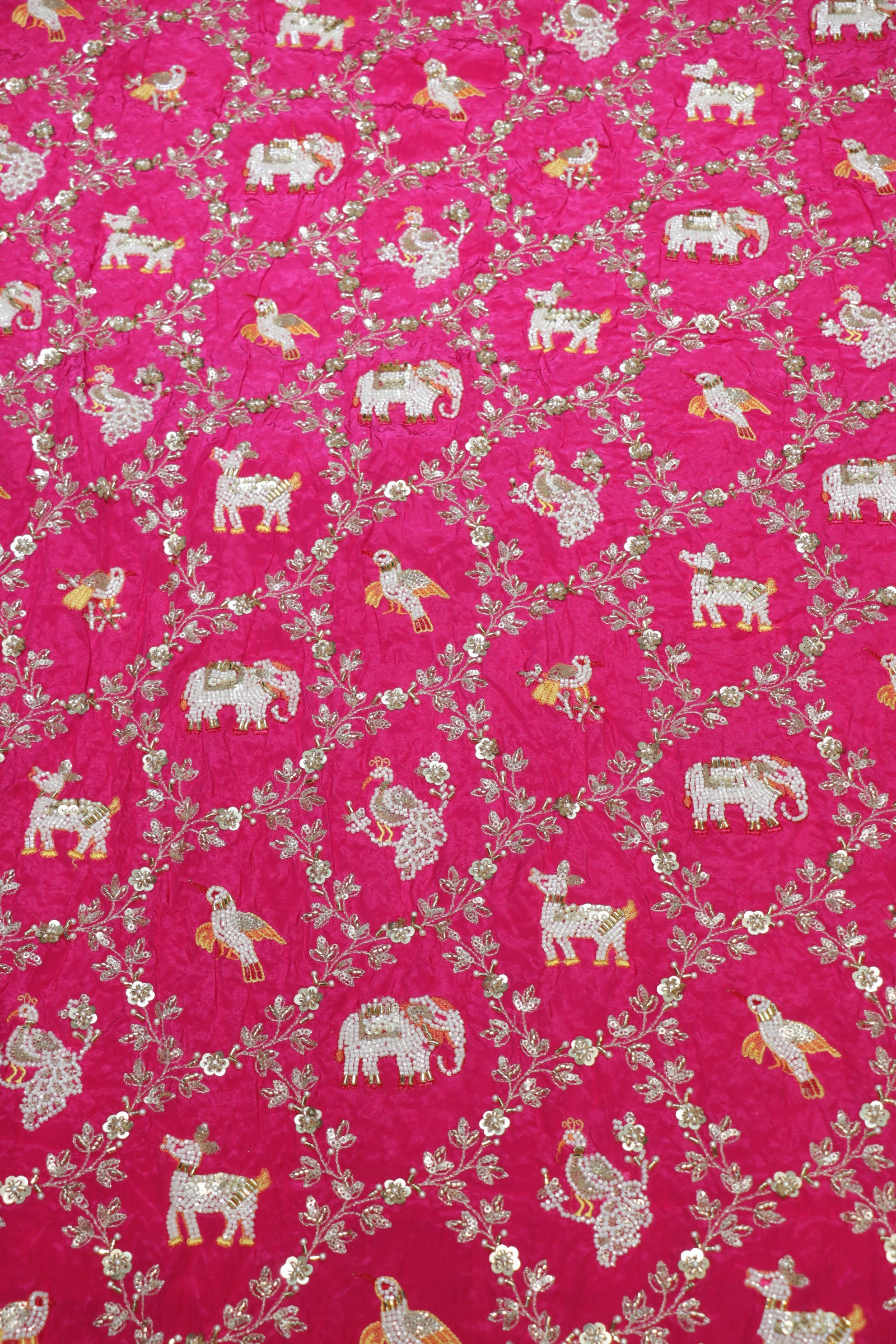 276-Color Set Pure Natural Crepe With Beads and Sequins Embroidery Work 44 Inch Width Allover