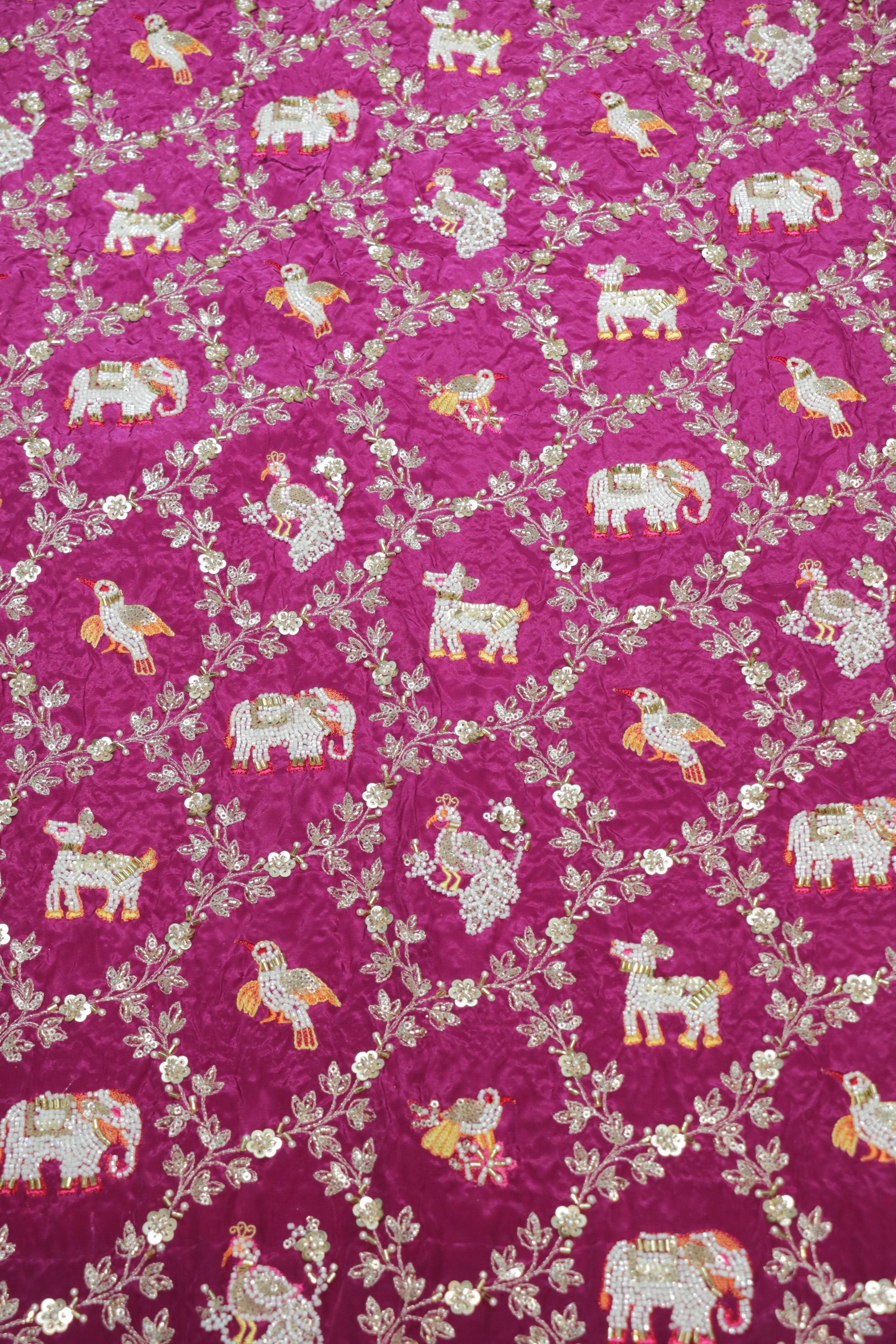 276-Color Set Pure Natural Crepe With Beads and Sequins Embroidery Work 44 Inch Width Allover