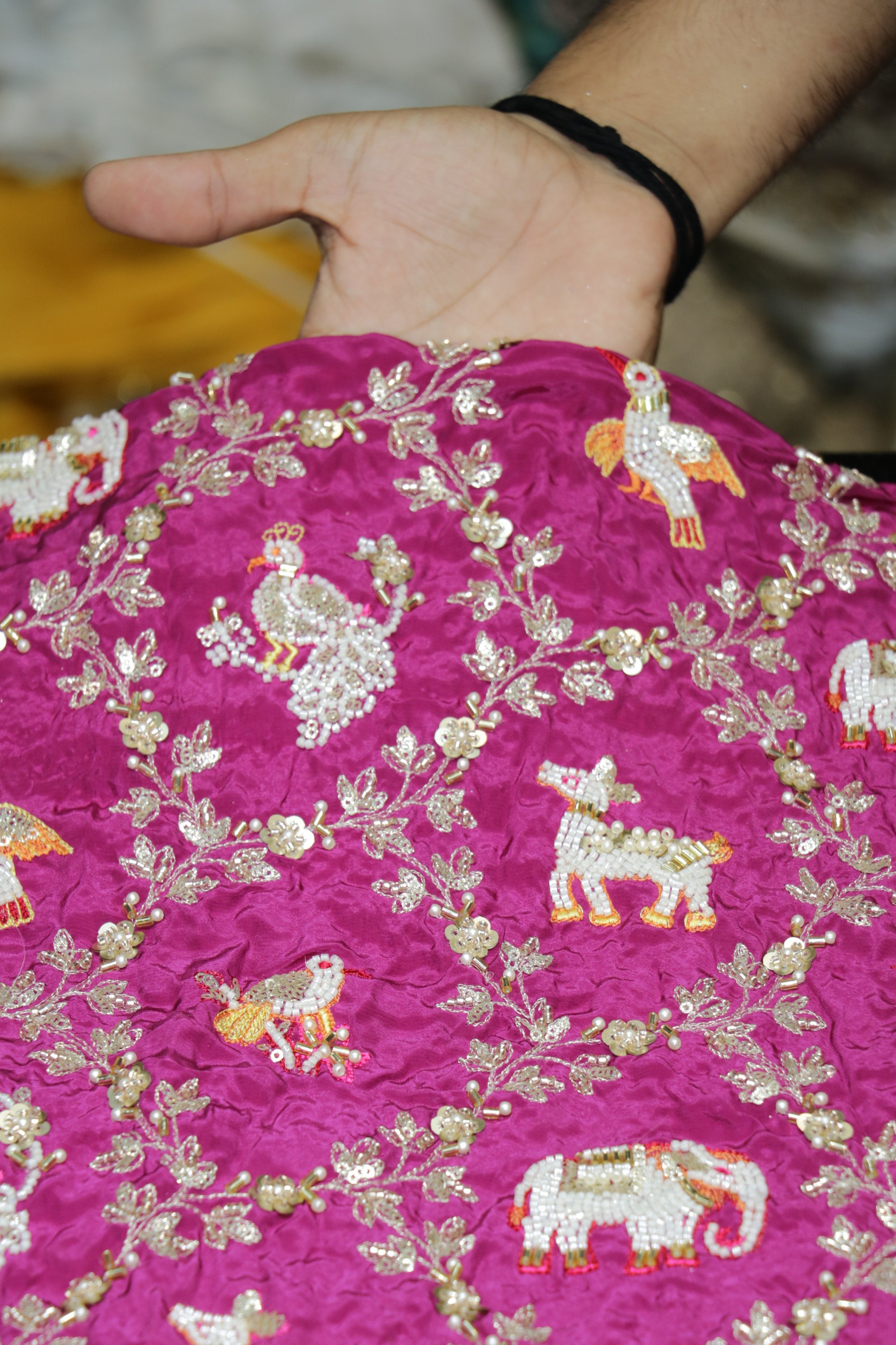 276-Color Set Pure Natural Crepe With Beads and Sequins Embroidery Work 44 Inch Width Allover