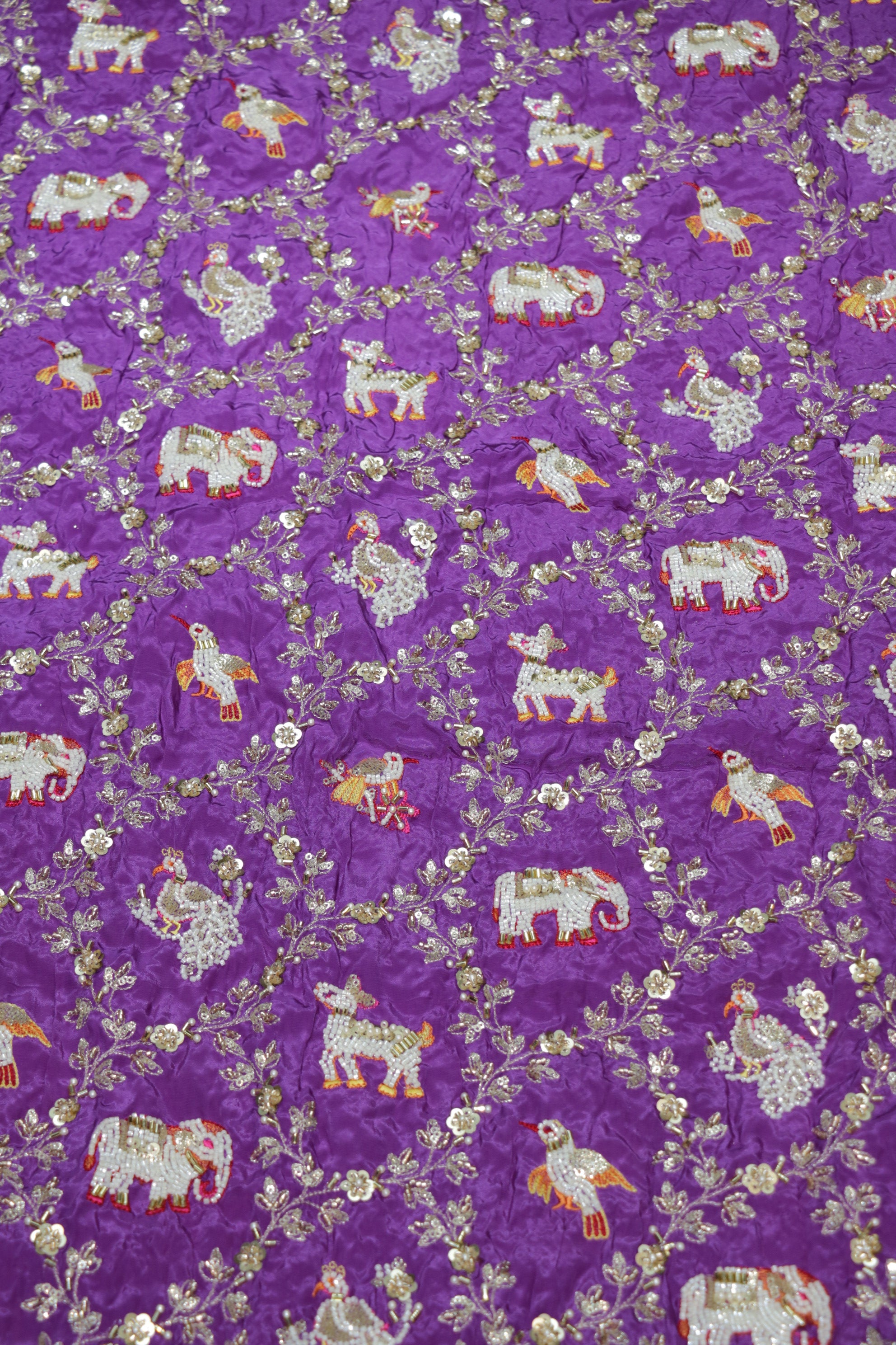276-Color Set Pure Natural Crepe With Beads and Sequins Embroidery Work 44 Inch Width Allover