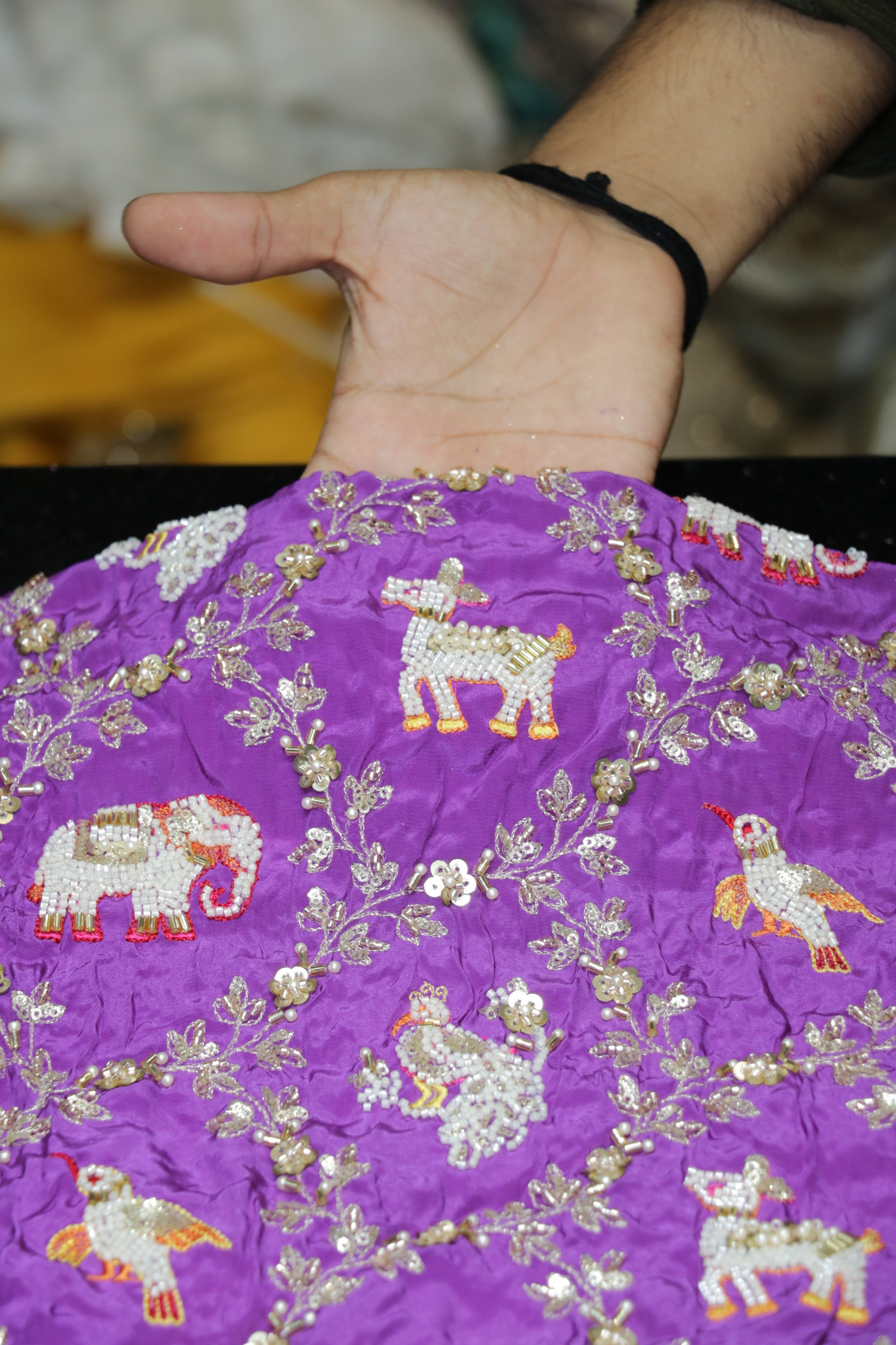 276-Color Set Pure Natural Crepe With Beads and Sequins Embroidery Work 44 Inch Width Allover