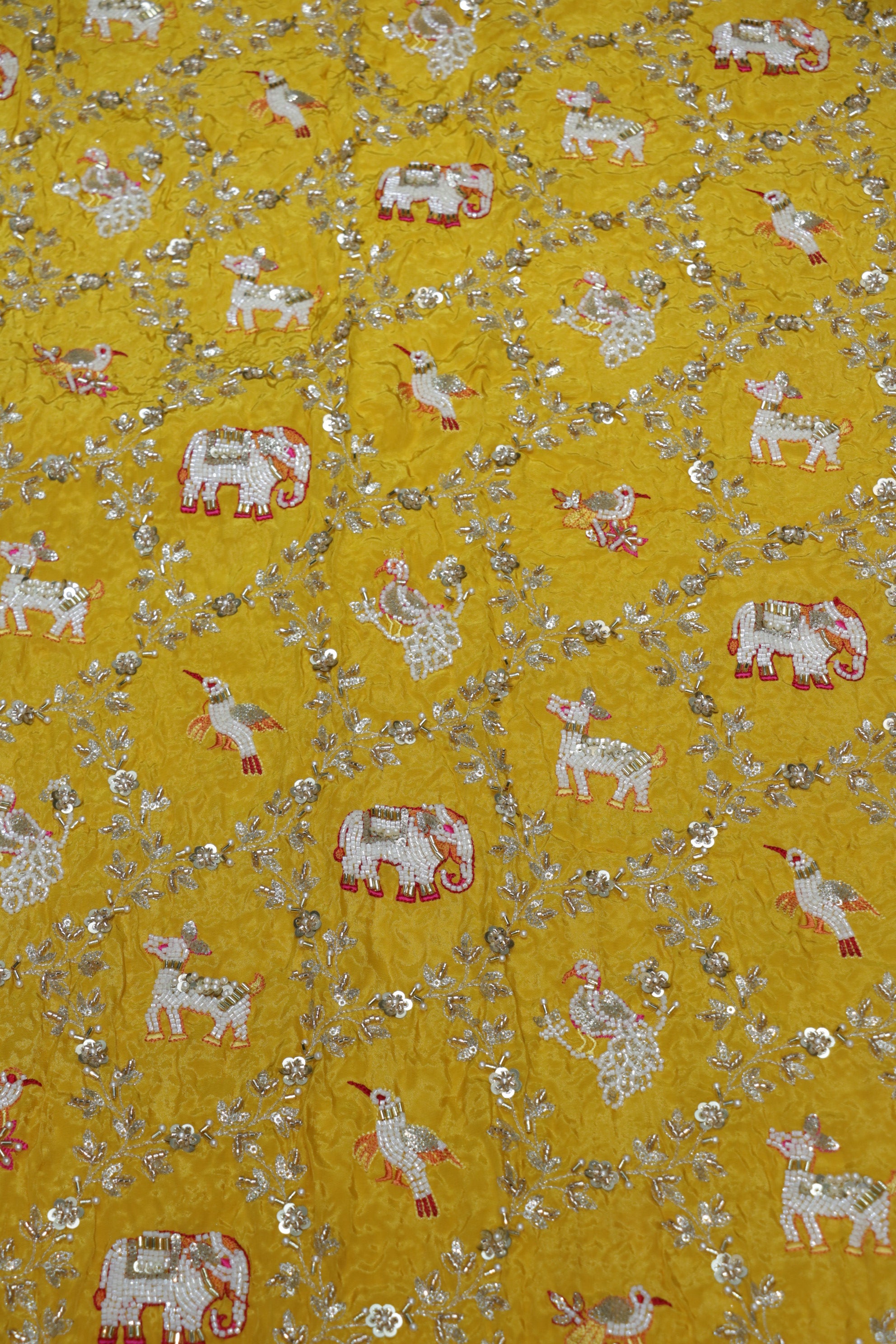 276-Color Set Pure Natural Crepe With Beads and Sequins Embroidery Work 44 Inch Width Allover