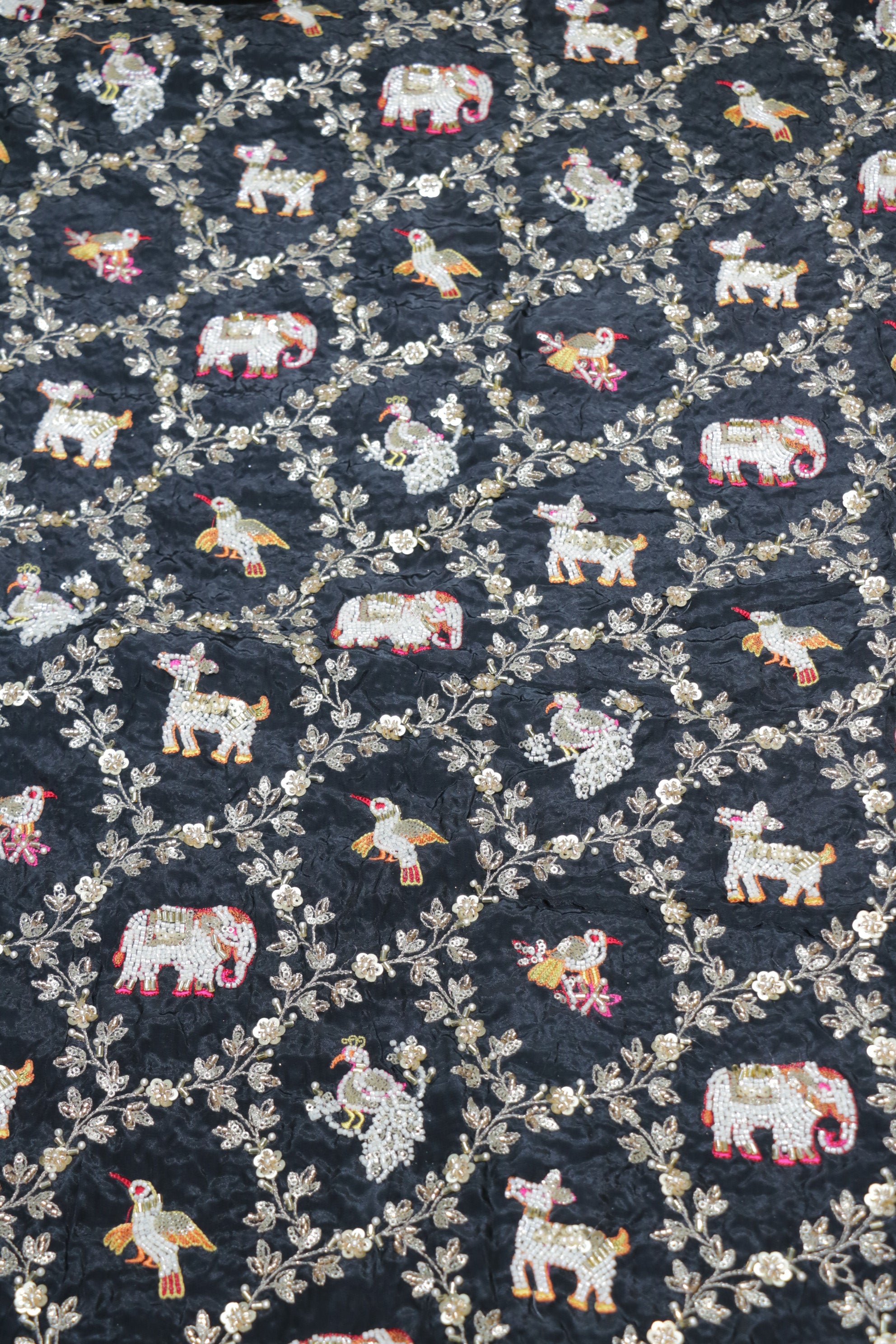 276-Color Set Pure Natural Crepe With Beads and Sequins Embroidery Work 44 Inch Width Allover