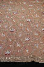 276-Heavy Color Set Pure Tissue Gold With Beads and Sequins Embroidery Work 44 Inch Width Allover/Daman