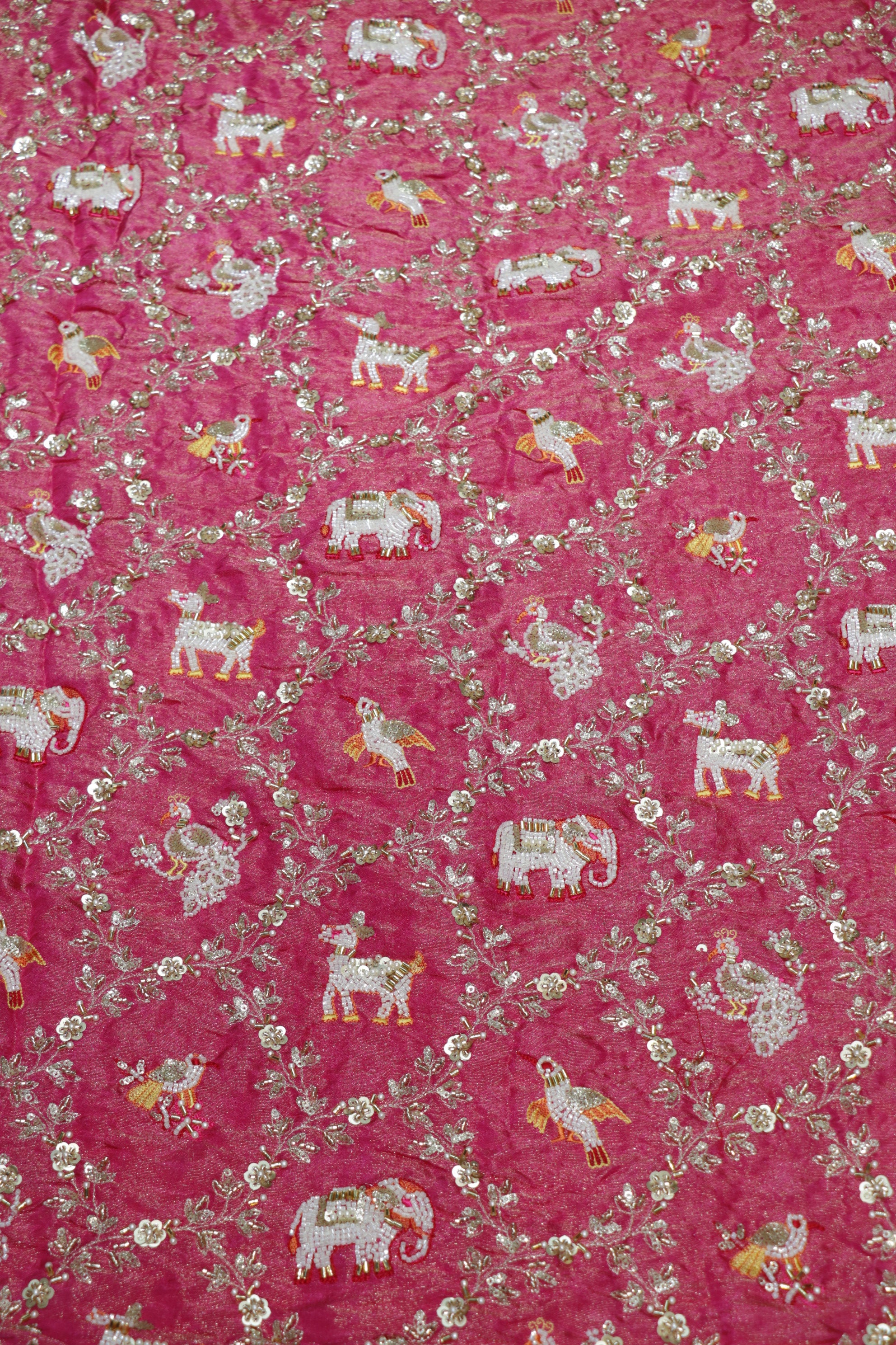 276-Color Set Pure Tissue Gold With Beads and Sequins Embroidery Work 44 Inch Width Allover