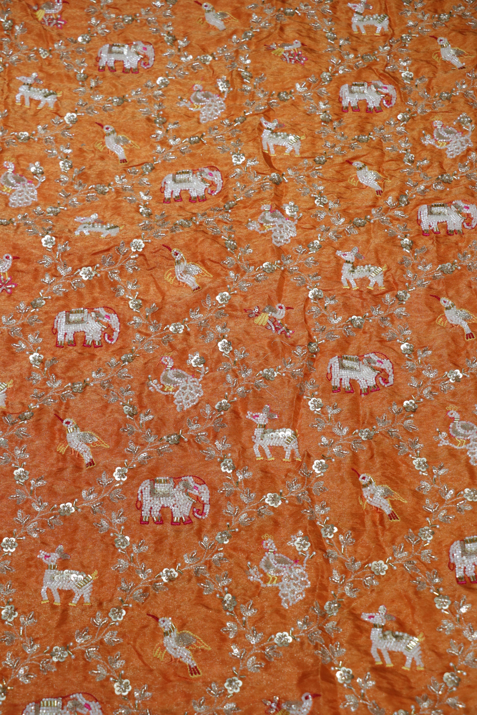 276-Color Set Pure Tissue Gold With Beads and Sequins Embroidery Work 44 Inch Width Allover