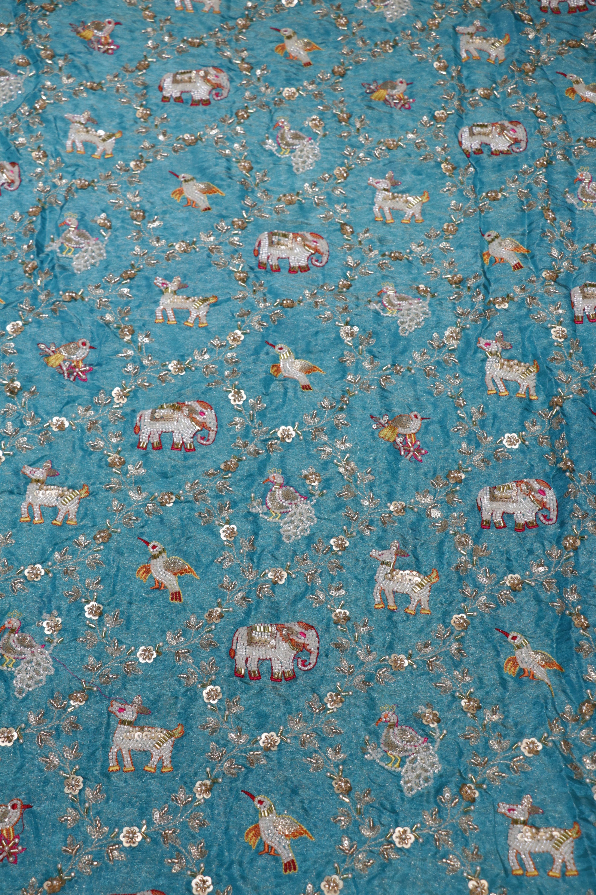 276-Color Set Pure Tissue Gold With Beads and Sequins Embroidery Work 44 Inch Width Allover