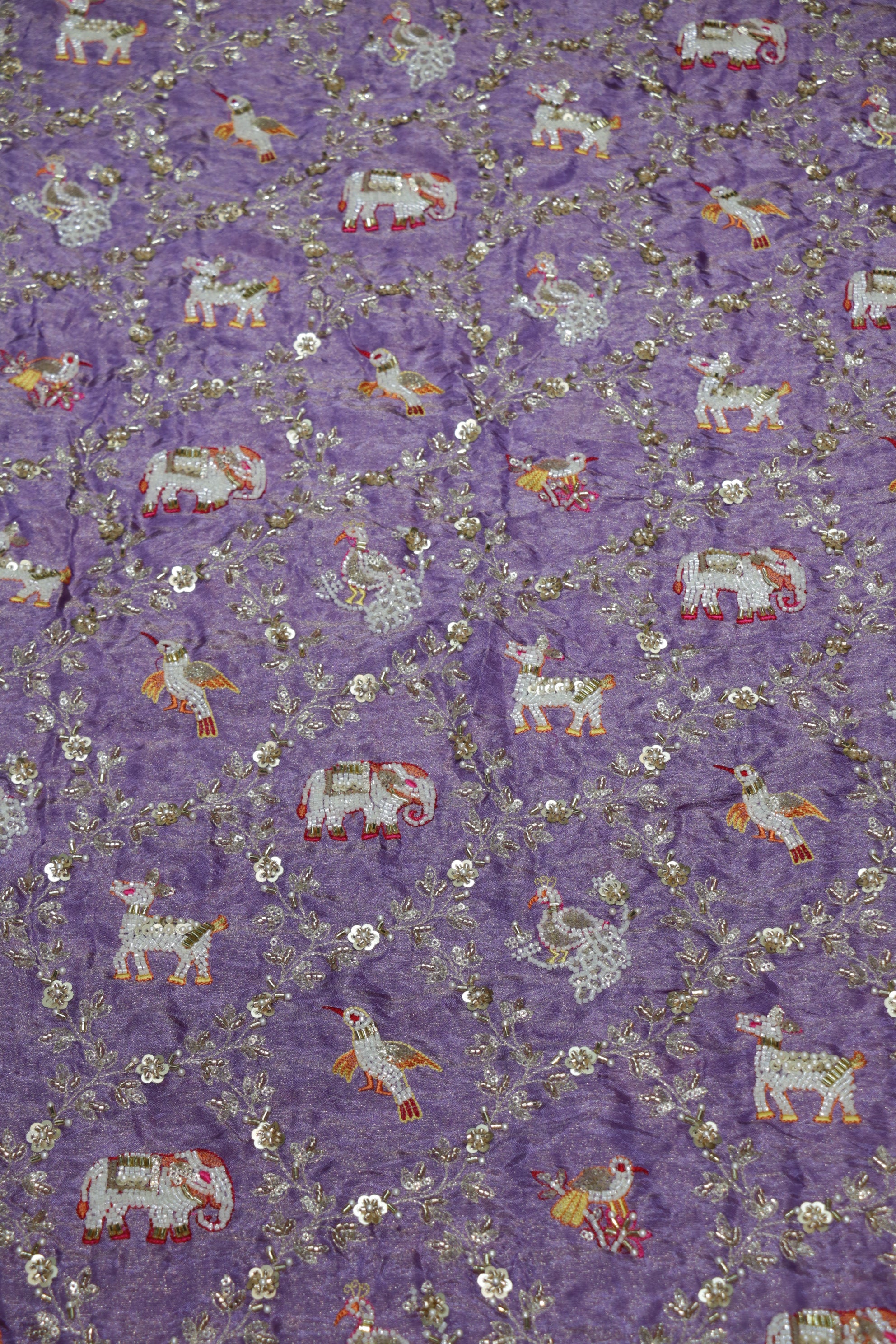 276-Color Set Pure Tissue Gold With Beads and Sequins Embroidery Work 44 Inch Width Allover