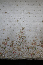 322-Dyable Pure Tissue Gold, Natural Crepe, Kanjivaram With Beads and Sequins Embroidery Work 58 Inch Width Daman
