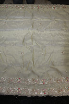 322-Dyable Pure Tissue Gold, Natural Crepe, Kanjivaram With Beads and Sequins Embroidery Work 44 Inch Width Dupatta