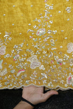 322-Color Set Pure Tissue Gold With Beads and Sequins Embroidery Work 58 Inch Width Daman