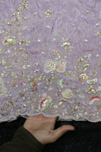 322-Color Set Pure Tissue Gold With Beads and Sequins Embroidery Work 58 Inch Width Daman