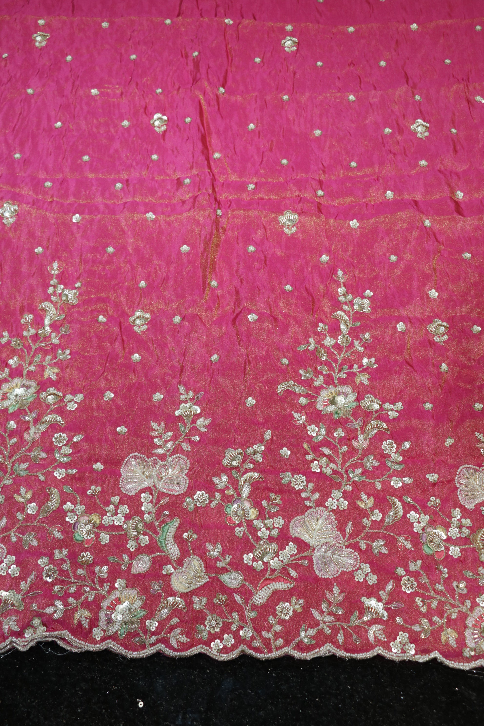 322-Color Set Pure Tissue Gold With Beads and Sequins Embroidery Work 58 Inch Width Daman