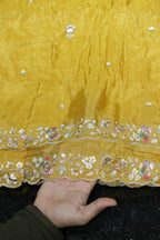 322-Color Set Pure Tissue Gold With Beads and Sequins Embroidery Work 44 Inch Width Dupatta