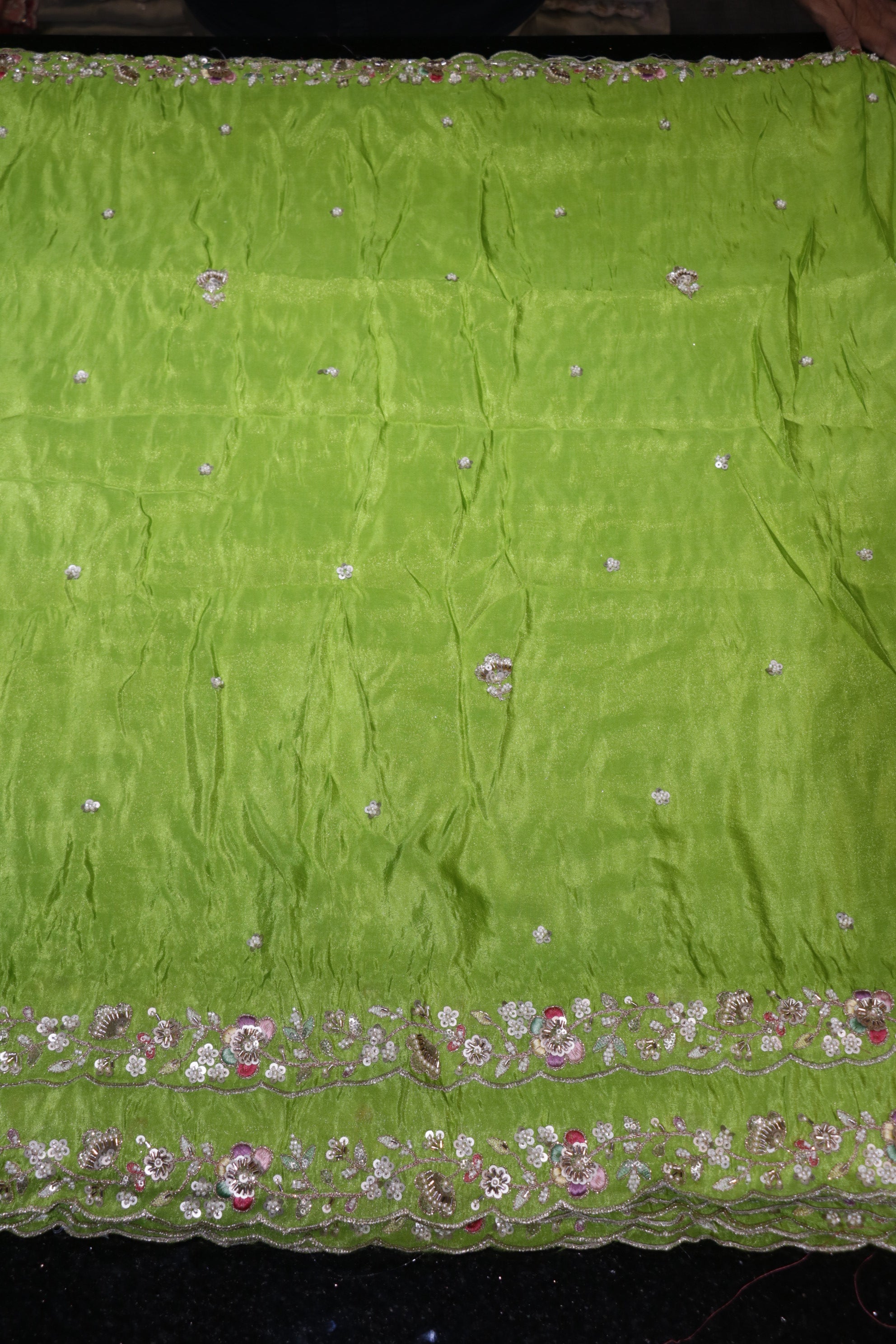 322-Color Set Pure Tissue Gold With Beads and Sequins Embroidery Work 44 Inch Width Dupatta
