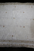 257-Dyable Pure Tissue Gold, Natural Crepe With Beads and Sequins Embroidery Work 44 Inch Width Dupatta