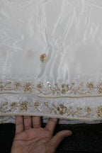 257-Dyable Pure Tissue Gold, Natural Crepe With Beads and Sequins Embroidery Work 44 Inch Width Dupatta