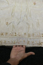 257-Dyable Pure Tissue Gold, Natural Crepe With Beads and Sequins Embroidery Work 44 Inch Width Dupatta