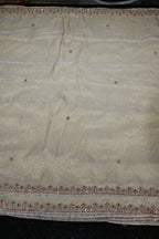 311-Dyable Pure Tissue Gold, Natural Crepe, Kanjivaram With Beads and Sequins Embroidery Work 44 Inch Width Dupatta