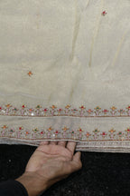 311-Dyable Pure Tissue Gold, Natural Crepe, Kanjivaram With Beads and Sequins Embroidery Work 44 Inch Width Dupatta