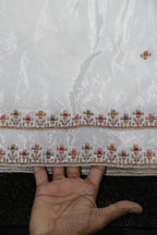 311-Dyable Pure Tissue Gold, Natural Crepe, Kanjivaram With Beads and Sequins Embroidery Work 44 Inch Width Dupatta