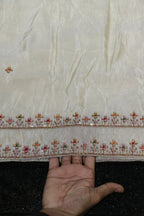 311-Dyable Pure Tissue Gold, Natural Crepe, Kanjivaram With Beads and Sequins Embroidery Work 44 Inch Width Dupatta