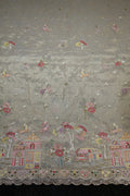 330-Dyable Pure Tissue Gold, Natural Crepe, Kanjivaram With Beads and Sequins Embroidery Work 58 Inch Width Daman