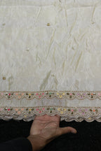 330-Dyable Pure Tissue Gold, Natural Crepe, Kanjivaram With Beads and Sequins Embroidery Work 44 Inch Width Dupatta