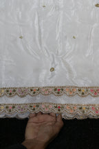 330-Dyable Pure Tissue Gold, Natural Crepe, Kanjivaram With Beads and Sequins Embroidery Work 44 Inch Width Dupatta