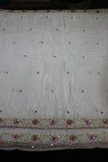 299-Dyable Pure Tissue Gold, Natural Crepe With Beads and Sequins Embroidery Work 44 Inch Width Dupatta