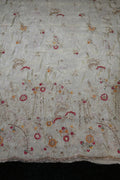 325-Dyable Pure Tissue Gold, Natural Crepe With Beads and Sequins Embroidery Work 58 Inch Width Daman
