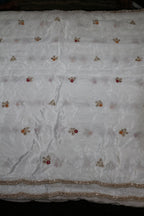 325-Dyable Pure Tissue Gold, Natural Crepe With Beads and Sequins Embroidery Work 44 Inch Width Dupatta