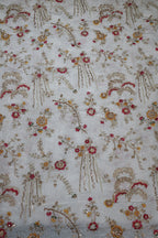 325-Dyable Pure Tissue Gold, Natural Crepe, Giraffe, Kanjivaram With Beads and Sequins Embroidery Work 44 Inch Width Allover