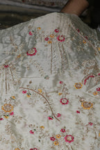 325-Dyable Pure Tissue Gold, Natural Crepe, Giraffe, Kanjivaram With Beads and Sequins Embroidery Work 44 Inch Width Allover
