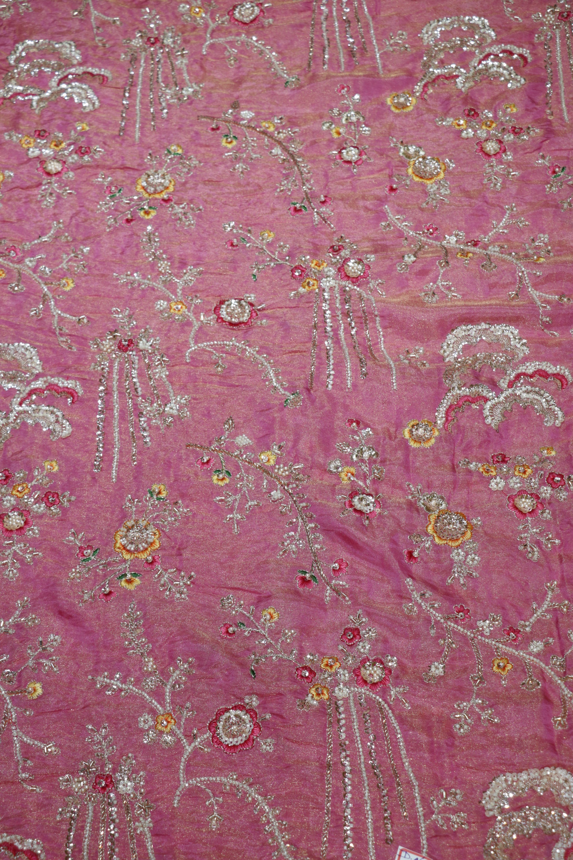 325-Color Set Pure Tissue Gold With Beads and Sequins Embroidery Work 44 Inch Width Allover