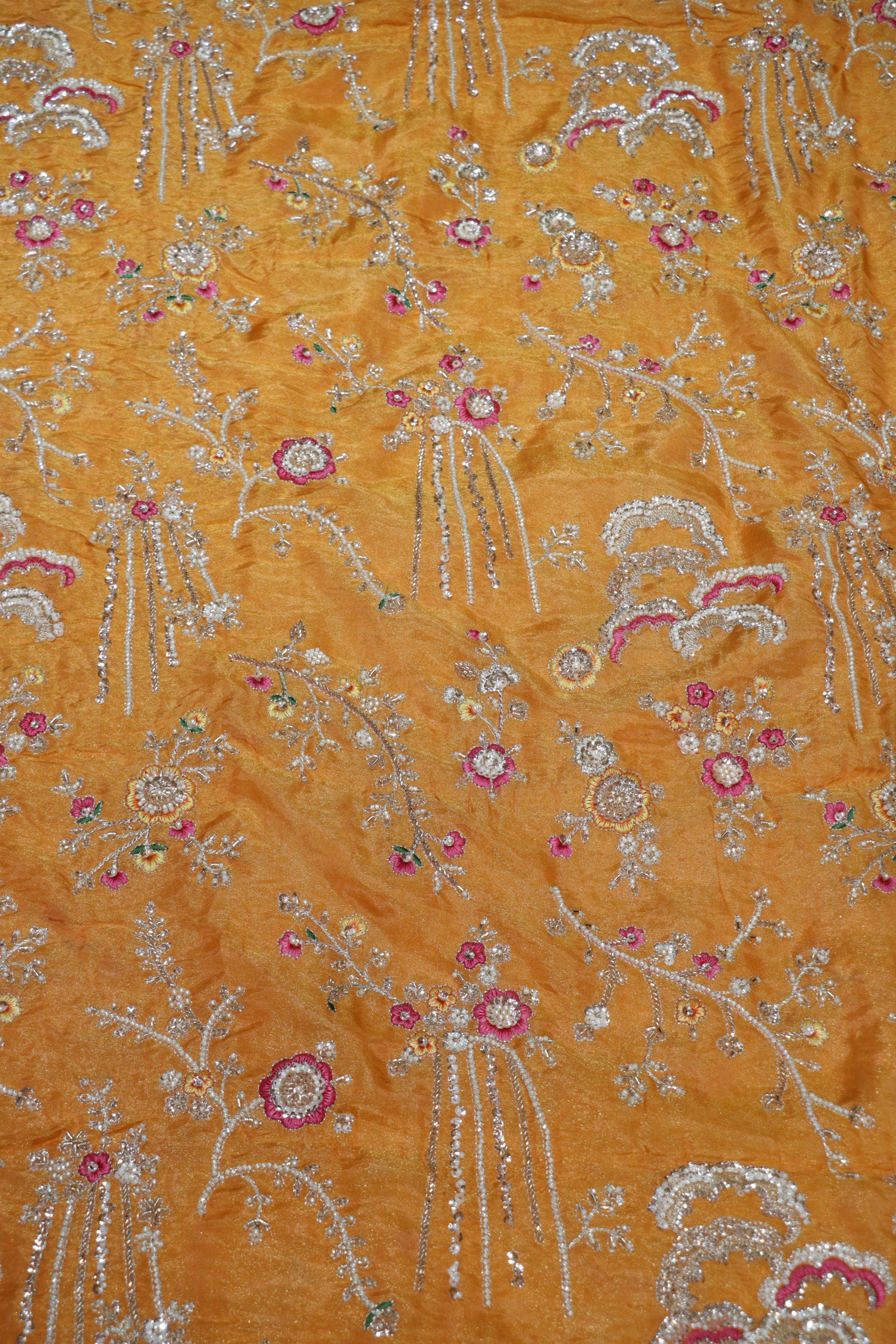 325-Color Set Pure Tissue Gold With Beads and Sequins Embroidery Work 44 Inch Width Allover