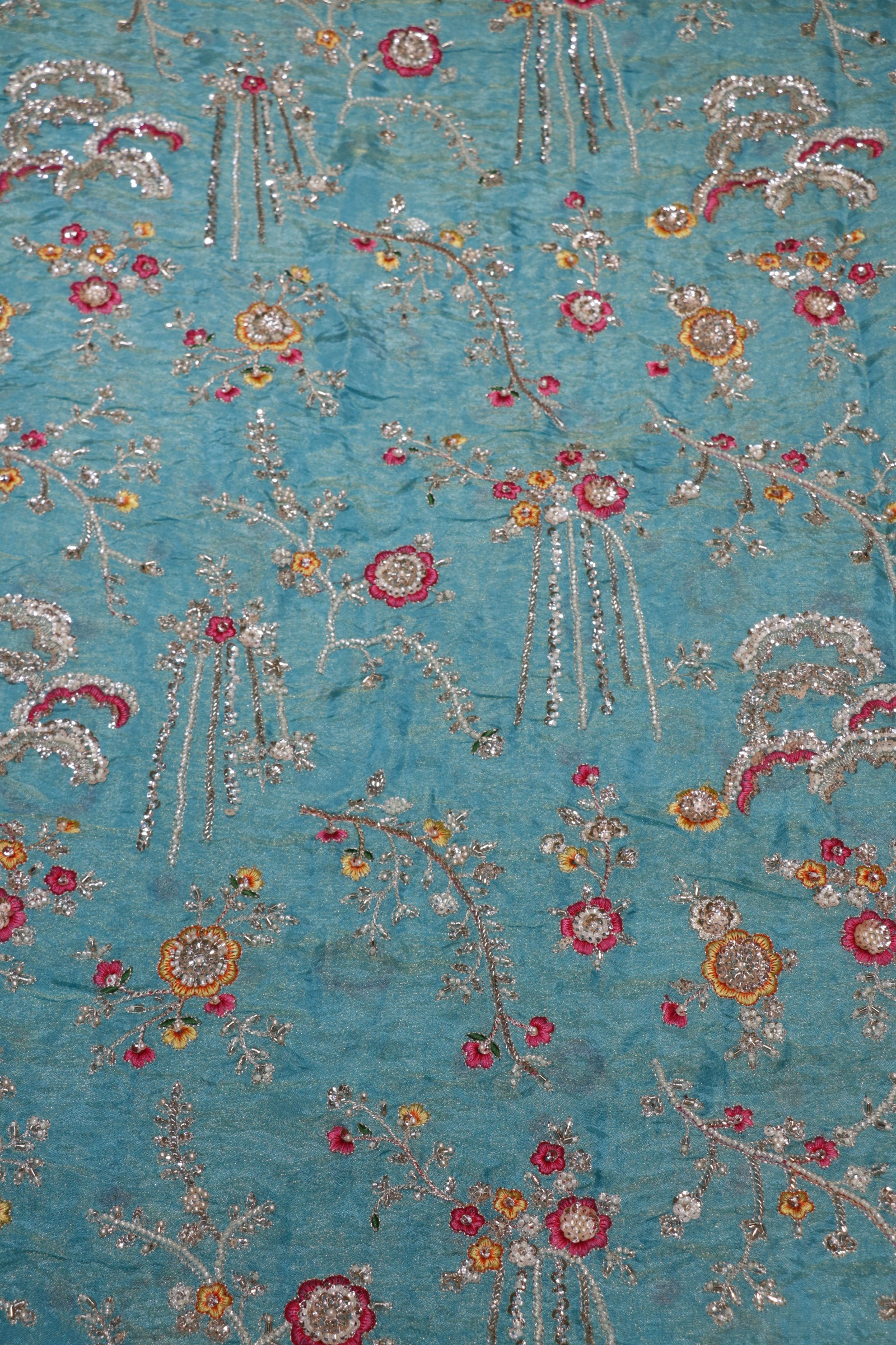 325-Color Set Pure Tissue Gold With Beads and Sequins Embroidery Work 44 Inch Width Allover