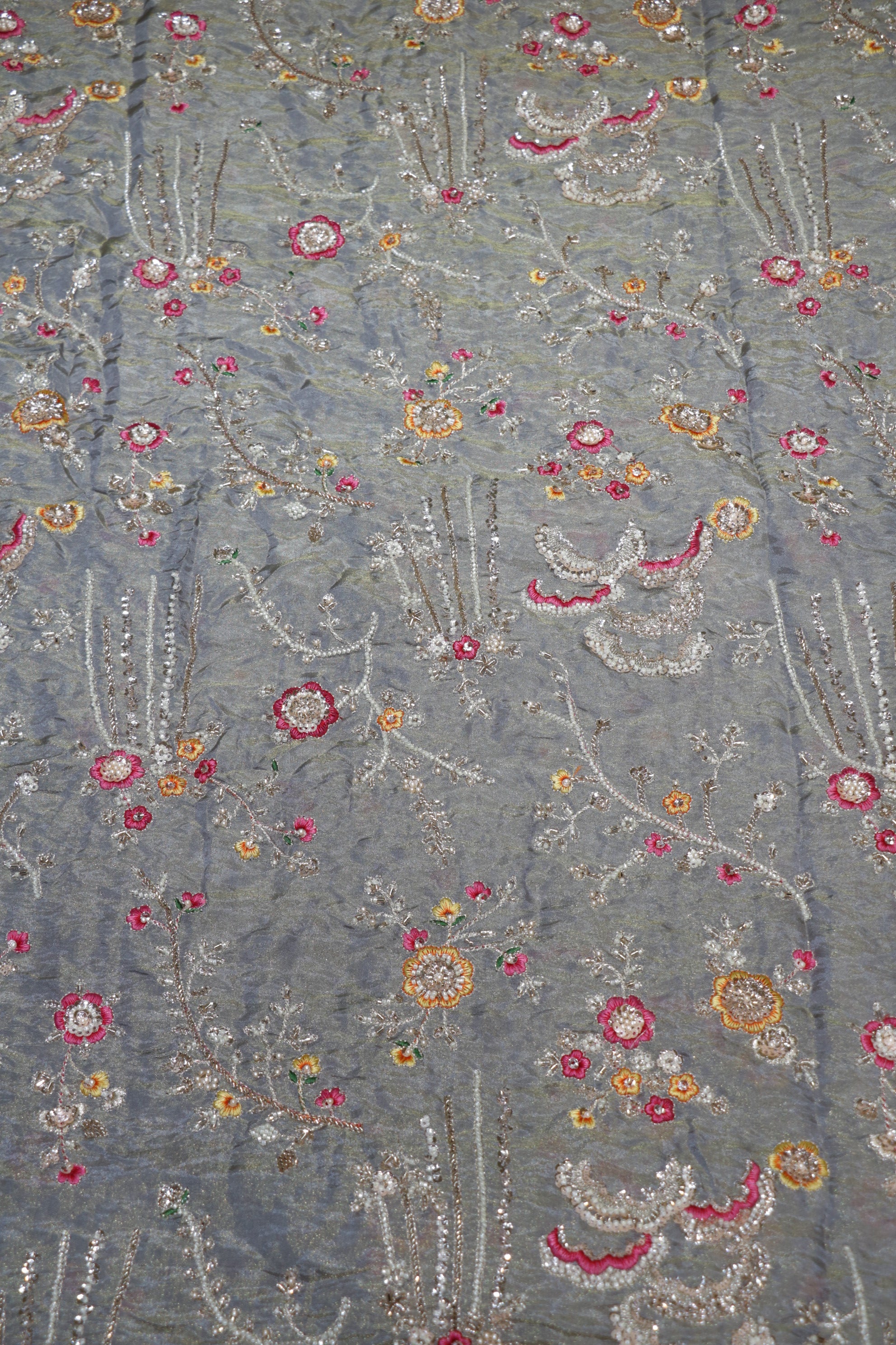 325-Color Set Pure Tissue Gold With Beads and Sequins Embroidery Work 44 Inch Width Allover