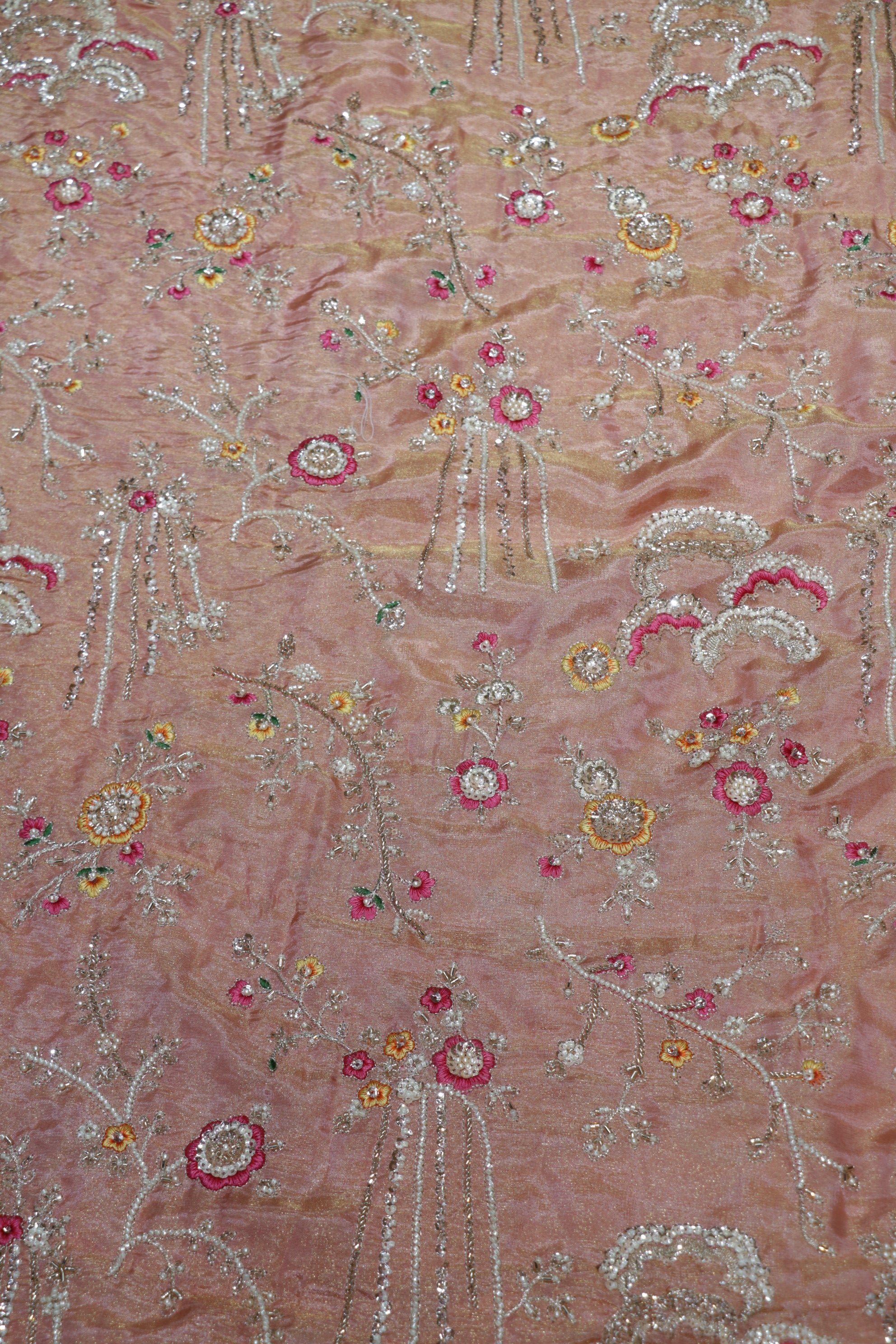 325-Color Set Pure Tissue Gold With Beads and Sequins Embroidery Work 44 Inch Width Allover