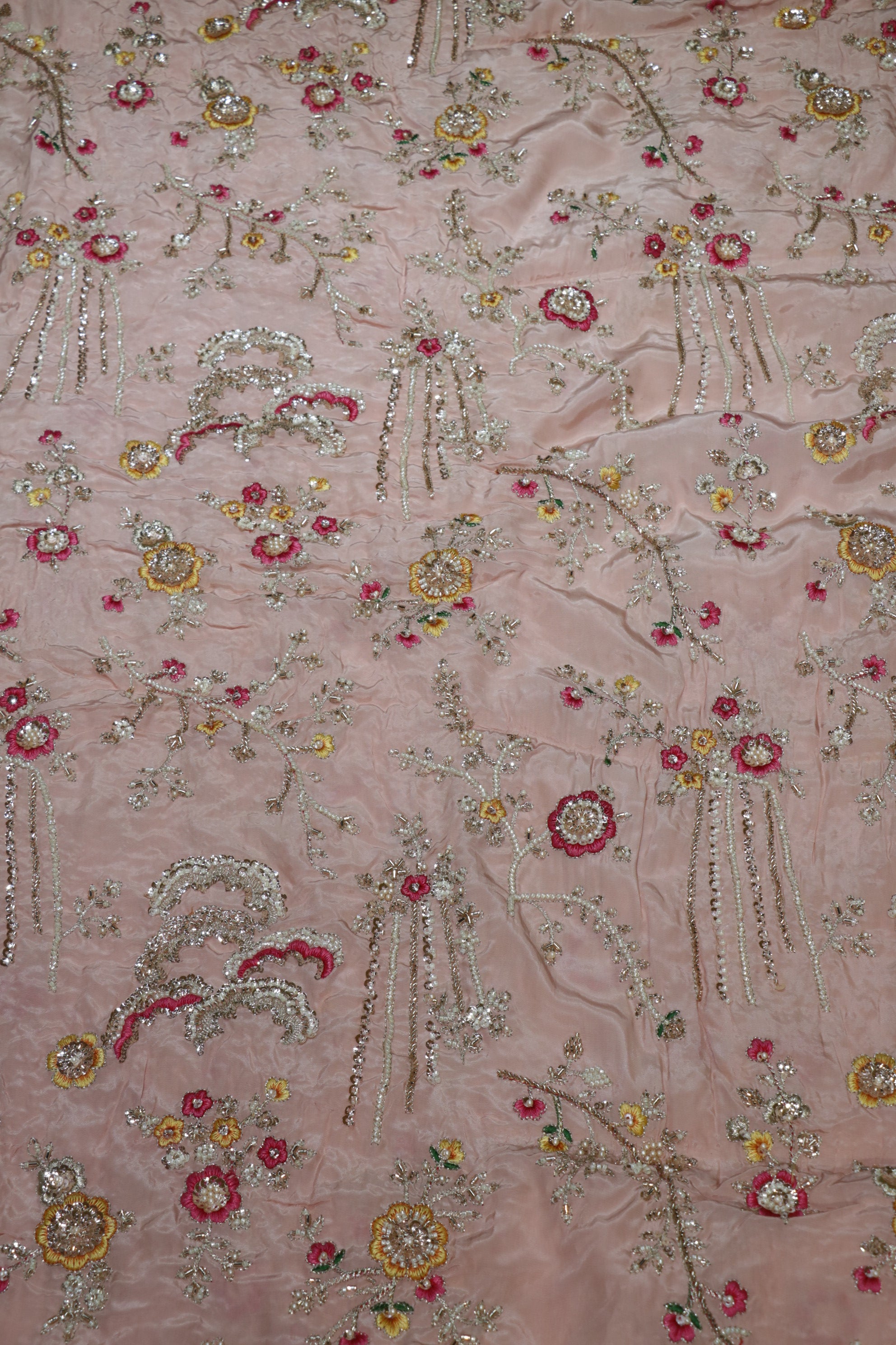 325-Color Set Pure Natural Crepe With Beads and Sequins Embroidery Work 44 Inch Width Allover