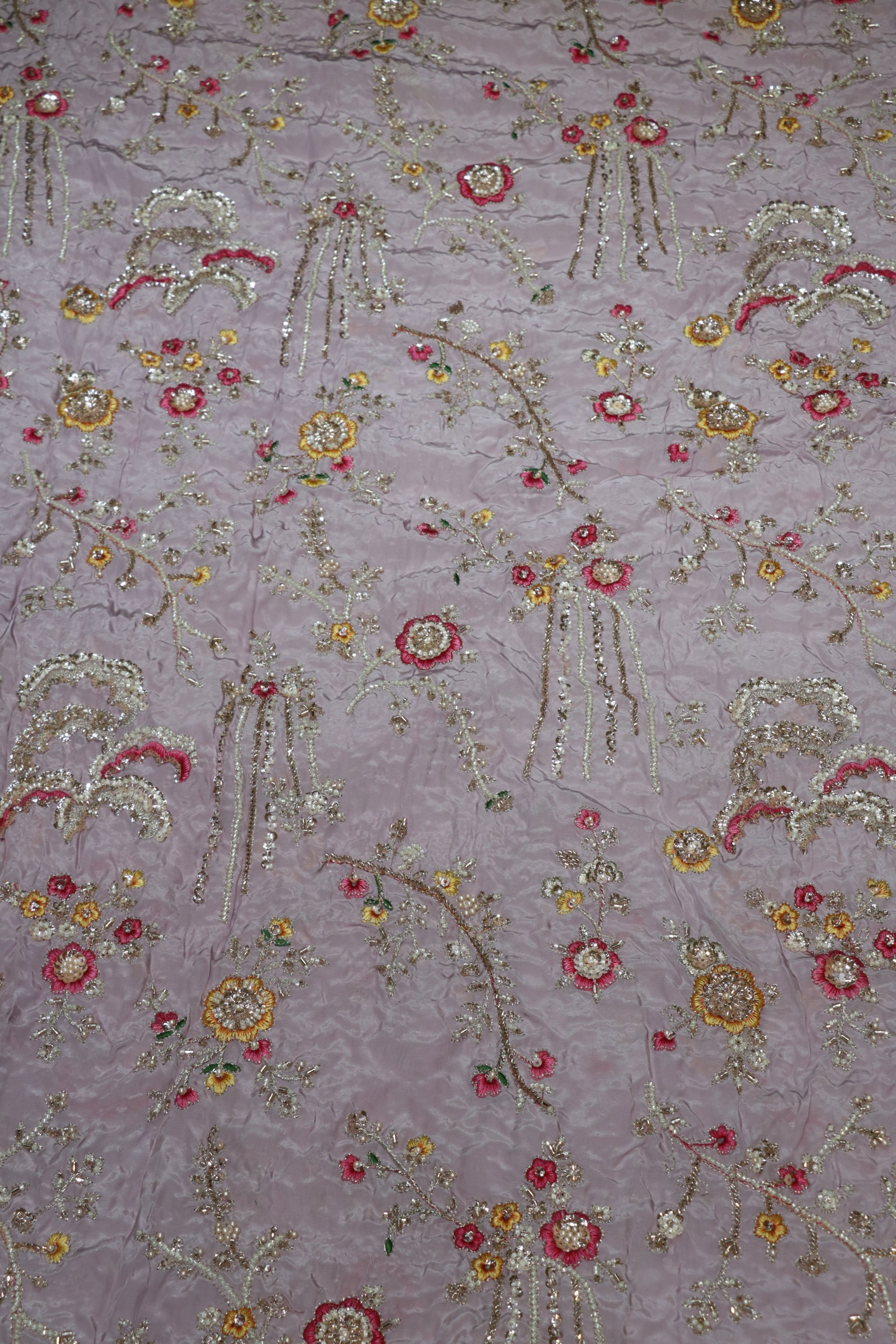 325-Color Set Pure Natural Crepe With Beads and Sequins Embroidery Work 44 Inch Width Allover