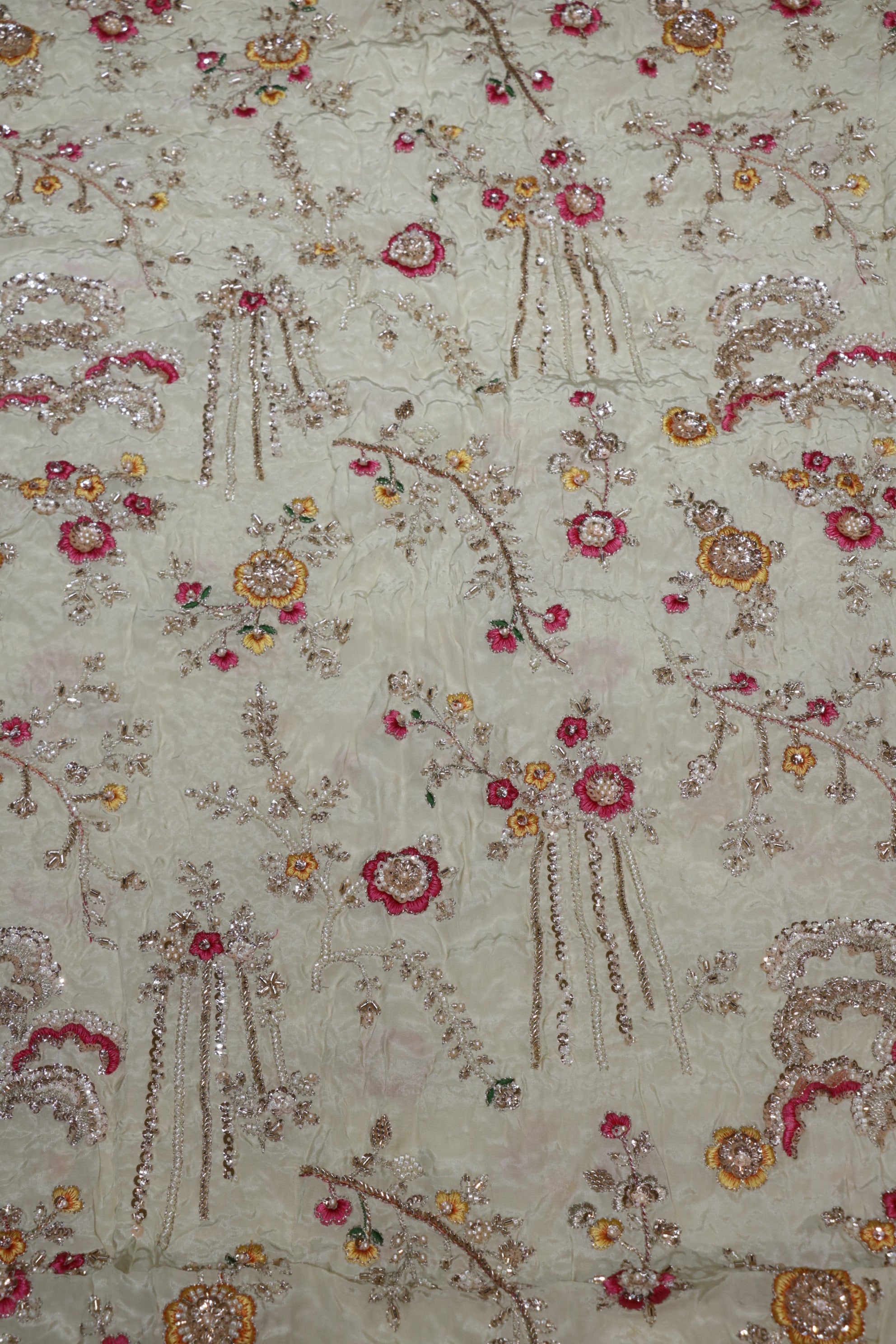 325-Color Set Pure Natural Crepe With Beads and Sequins Embroidery Work 44 Inch Width Allover