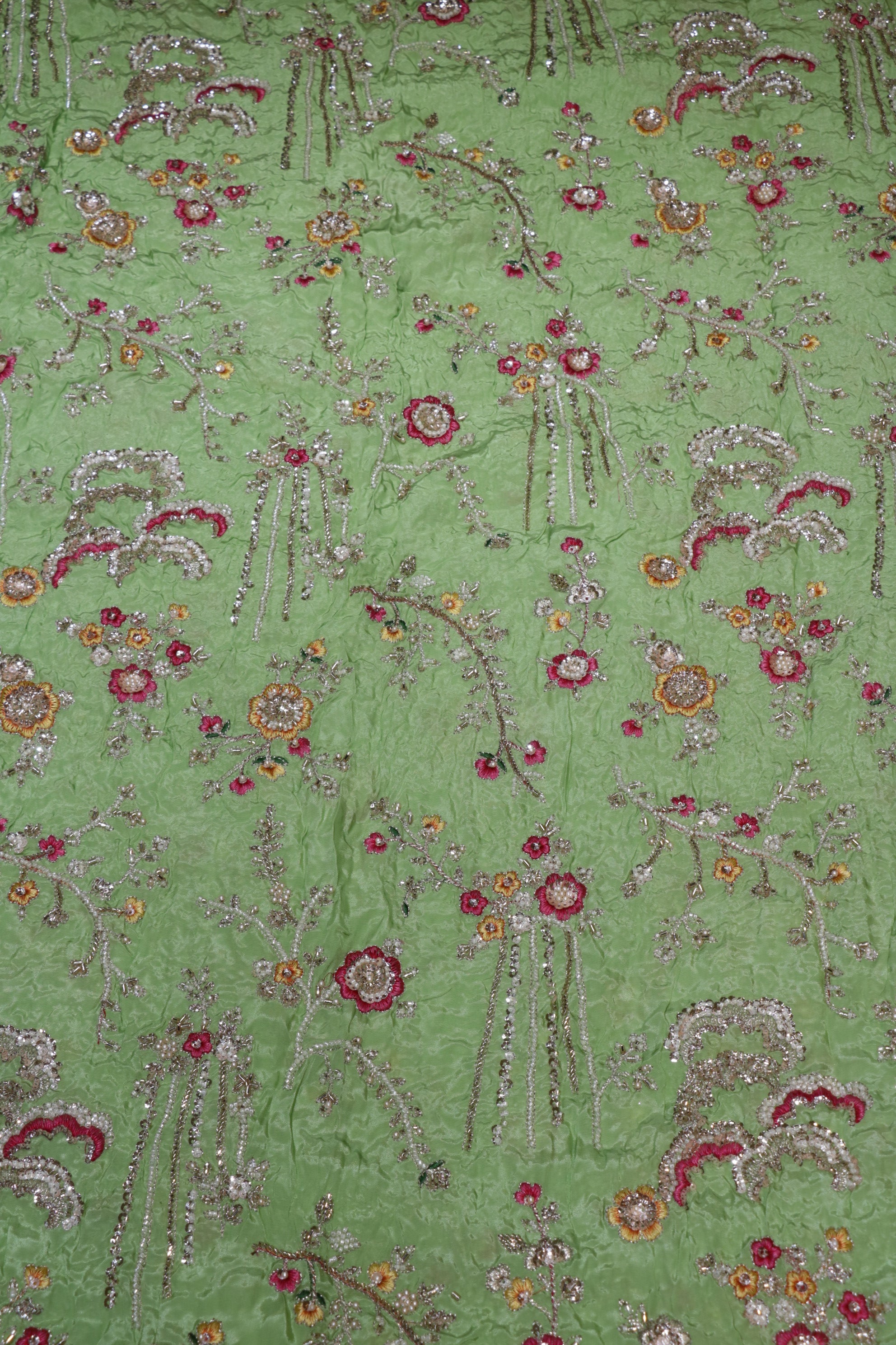 325-Color Set Pure Natural Crepe With Beads and Sequins Embroidery Work 44 Inch Width Allover