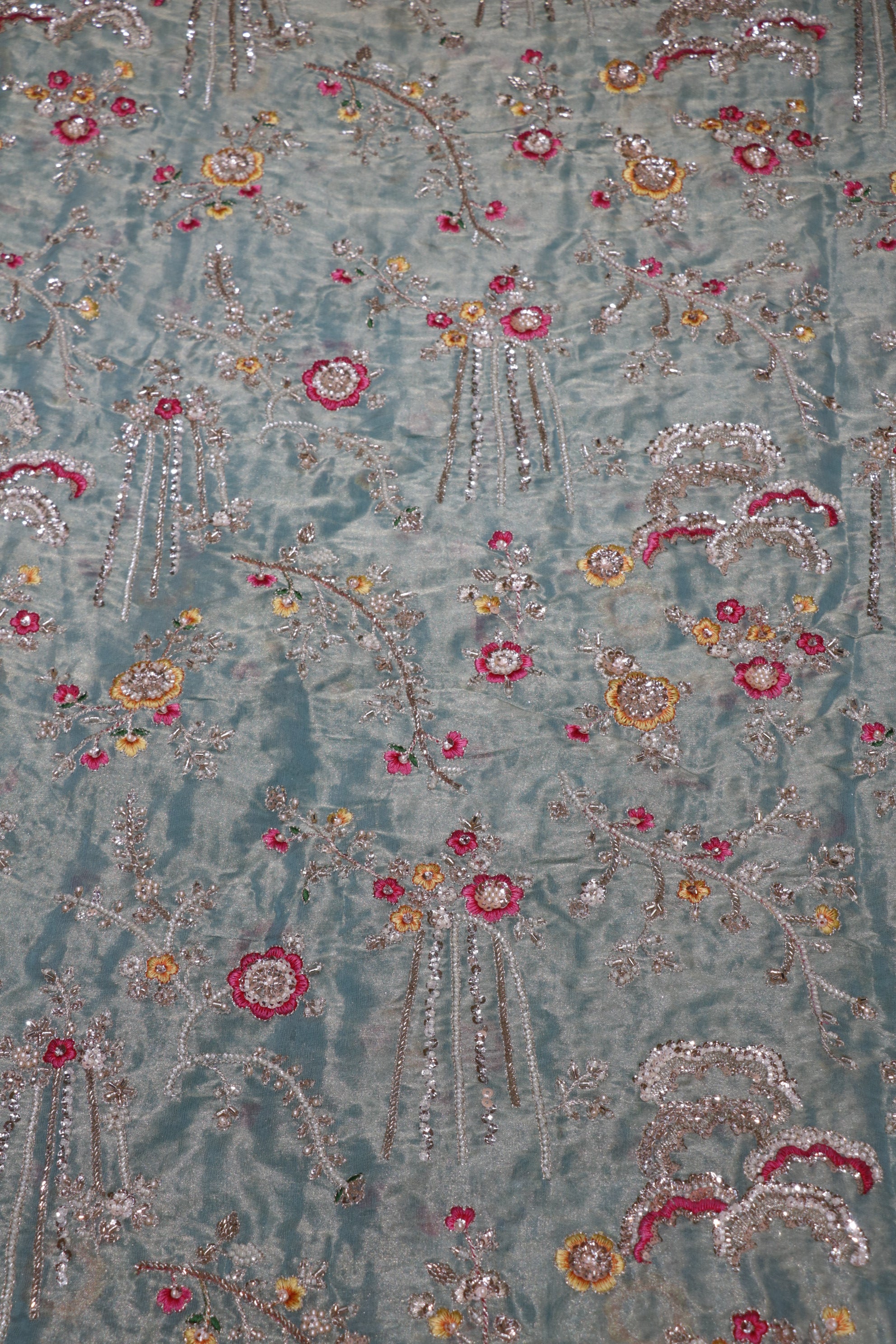 325-Color Set Pure Kanjivaram With Beads and Sequins Embroidery Work 44 Inch Width Allover