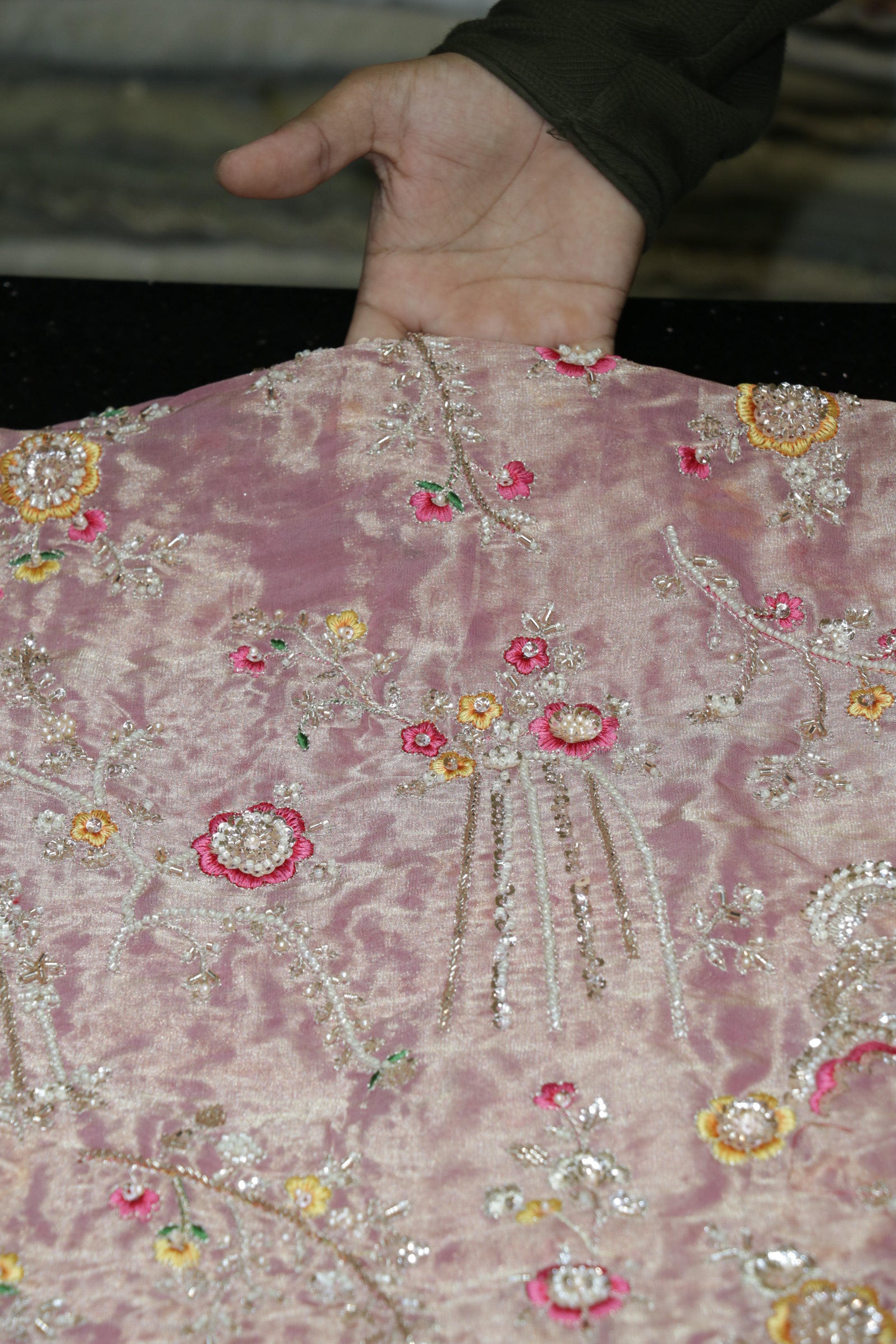 325-Color Set Pure Kanjivaram With Beads and Sequins Embroidery Work 44 Inch Width Allover