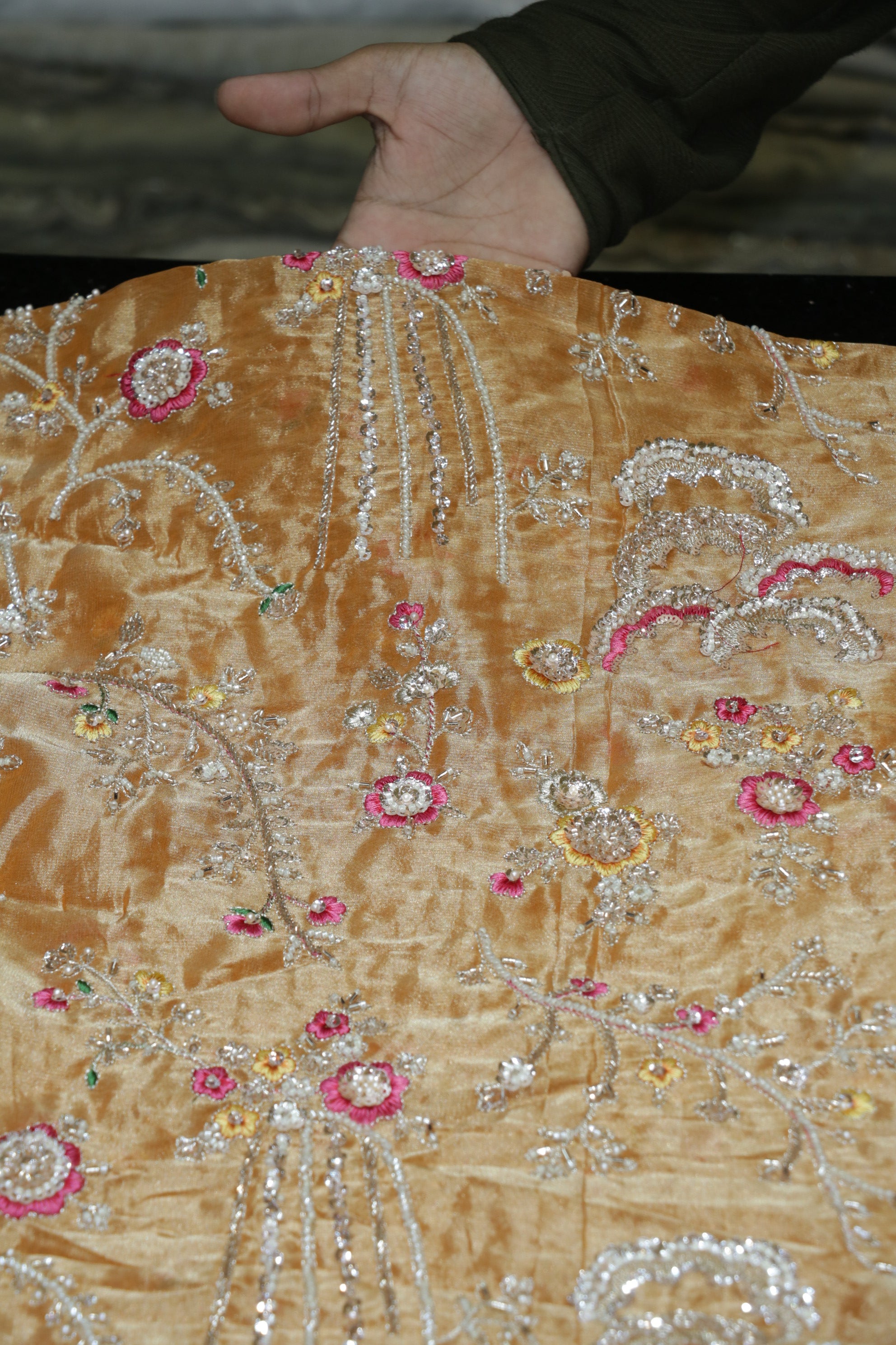 325-Color Set Pure Kanjivaram With Beads and Sequins Embroidery Work 44 Inch Width Allover