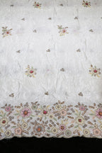 224-Dyable Pure Natural Crepe With Beads and Sequins Embroidery Work 58 Inch Width Daman