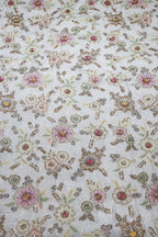 224-Dyable Pure Natural Crepe With Beads and Sequins Embroidery Work 44 Inch Width Allover